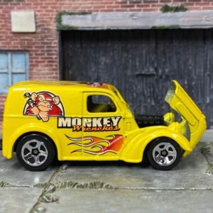 Loose Hot Wheels - Ford Anglia Panel - Yellow Monkey Wrenches with Flames