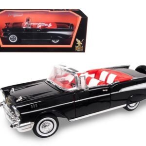 1957 Chevrolet Bel Air Convertible Black 1/18 Diecast Model Car by R