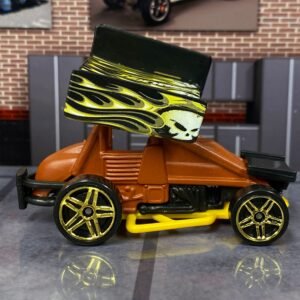 Loose Hot Wheels - Slideout Sprint Car- Primer Red with Skulls and Flames