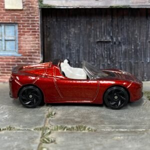 Loose Hot Wheels 2008 Tesla Roadster – Dark Red | First-Generation Electric Sports Car Casting