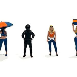 "Grid Girls" 5 piece Diecast Figure Set (4 People Figures 1 Umbrella) Limited Edition to 3600 pieces Worldwide for Models 1/64 Scale American Diorama Diecast Model collector model product image
