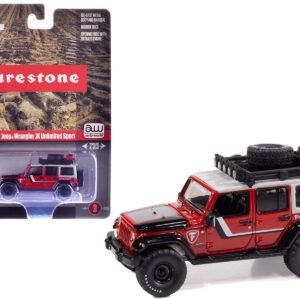 2018 Jeep Wrangler JK Unlimited Sport "Firestone Field Agent" Red with Graphics and Gray Top with Roof Rack "Big Country Collectibles" 2025 Series 1/64 Car Auto World Diecast Model