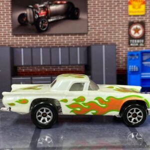 Loose Hot Wheels - 1957 Thunder Bird 57 T-Bird - White with Gold and Green Flames
