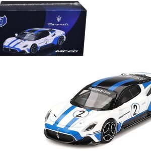 Maserati MC20 #2 White with Blue Stripes and Black Top "Maserati Performance Experience" 1/64 Car BBR Diecast Model collector model product image