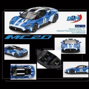 Maserati MC20 #1 Blue with White Stripes and Black Top "Maserati Performance Experience" 1/64 Car BBR Diecast Model collector model product image