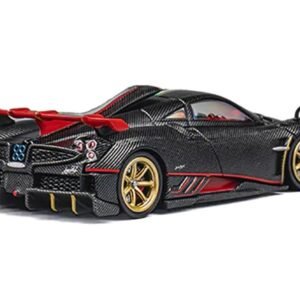 Pagani Imola Black Carbon with Italian Flag Stripes with Extra Wheels 1/64 Car CM Model Diecast Model collector model product image