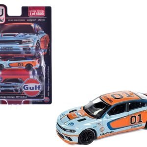 2021 Dodge Charger SRT Hellcat #01 "Gulf Oil-MOPAR" Light Blue and Orange Limited Edition to 4800 pieces Worldwide 1/64 Car Auto World Diecast Model collector model product image
