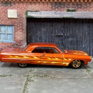Loose Hot Wheels - 1964 Chevy Impala - Orange with Flames