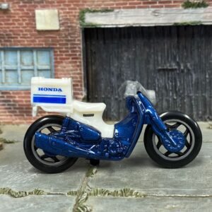 Loose Hot Wheels - Honda Super Cub Custom Motorcycle - White and Blue