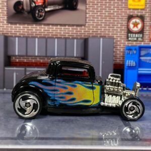 Loose Hot Wheels - 1932 Ford Model A 3 Window - Black with Flames