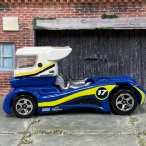 Loose Hot Wheels Semi-Fast Race Truck – Blue & White | Aerodynamic Racing Hauler Casting