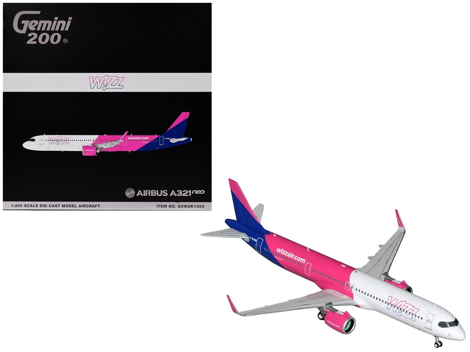 Airbus A321neo Commercial Aircraft "Wizz Air" (G-WUNB) White and Pin