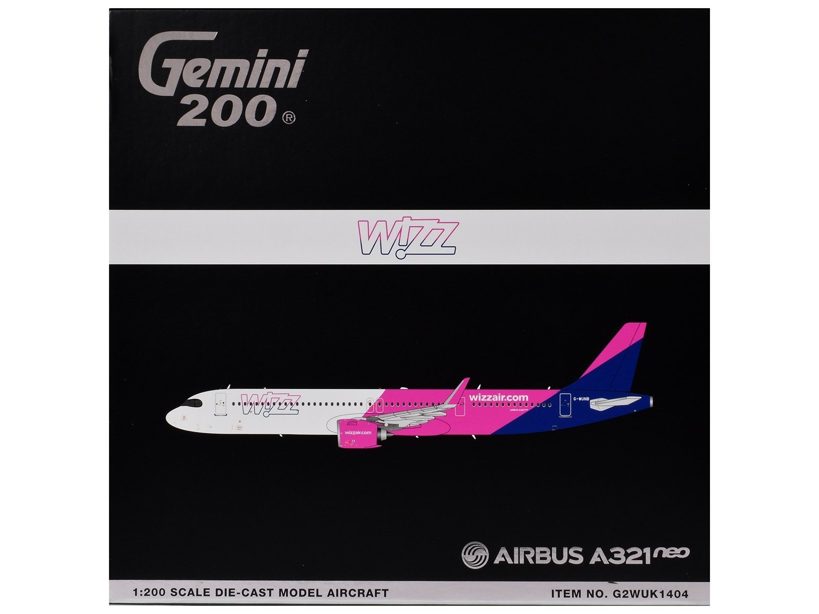 Airbus A321neo Commercial Aircraft "Wizz Air" (G-WUNB) White and Pin - Image 3