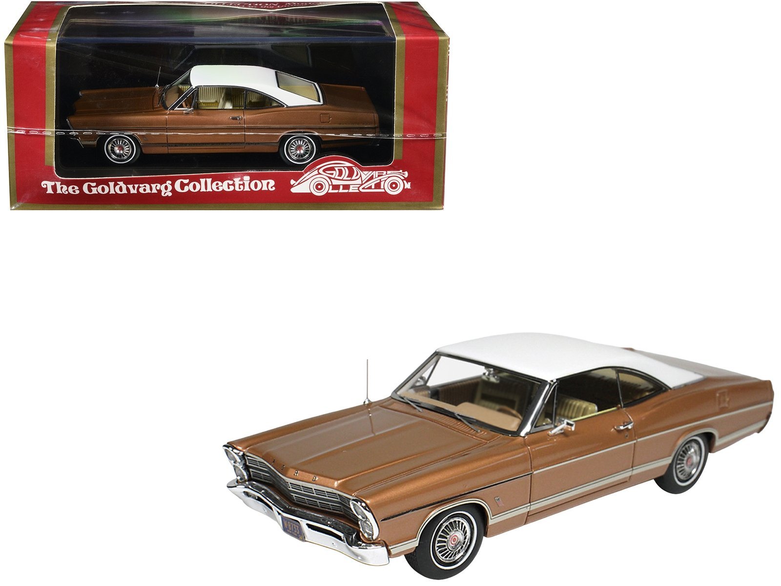 1967 Ford Galaxie Burnt Amber Metallic with White Top Limited Edition to 200 pieces Worldwide 1/43 Model Car Goldvarg Collection Diecast Model collector model product image