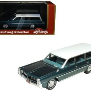 1964 Pontiac Safari Gulfstream Aqua Metallic with White Top and Blue Interior Limited Edition to 200 pieces Worldwide 1/43 Model Car Goldvarg Collection Diecast Model collector model product image