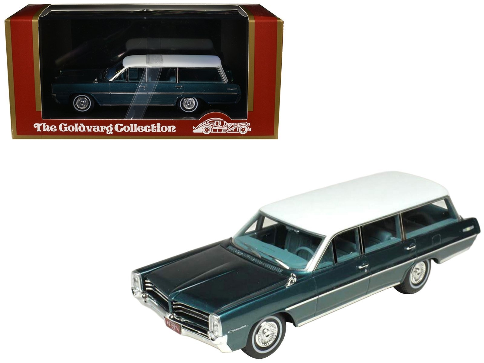 1964 Pontiac Safari Gulfstream Aqua Metallic with White Top and Blue Interior Limited Edition to 200 pieces Worldwide 1/43 Model Car Goldvarg Collection Diecast Model collector model product image