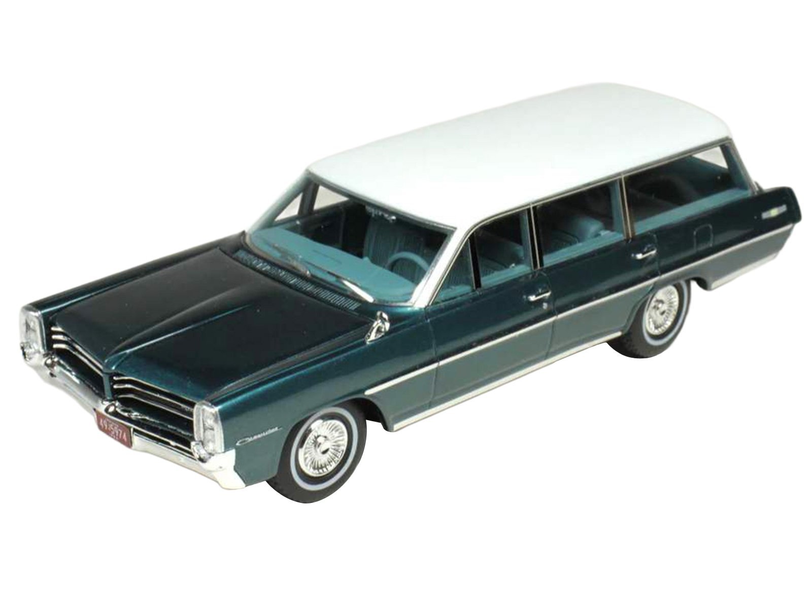 1964 Pontiac Safari Gulfstream Aqua Metallic with White Top and Blue Interior Limited Edition to 200 pieces Worldwide 1/43 Model Car Goldvarg Collection Diecast Model collector model product image