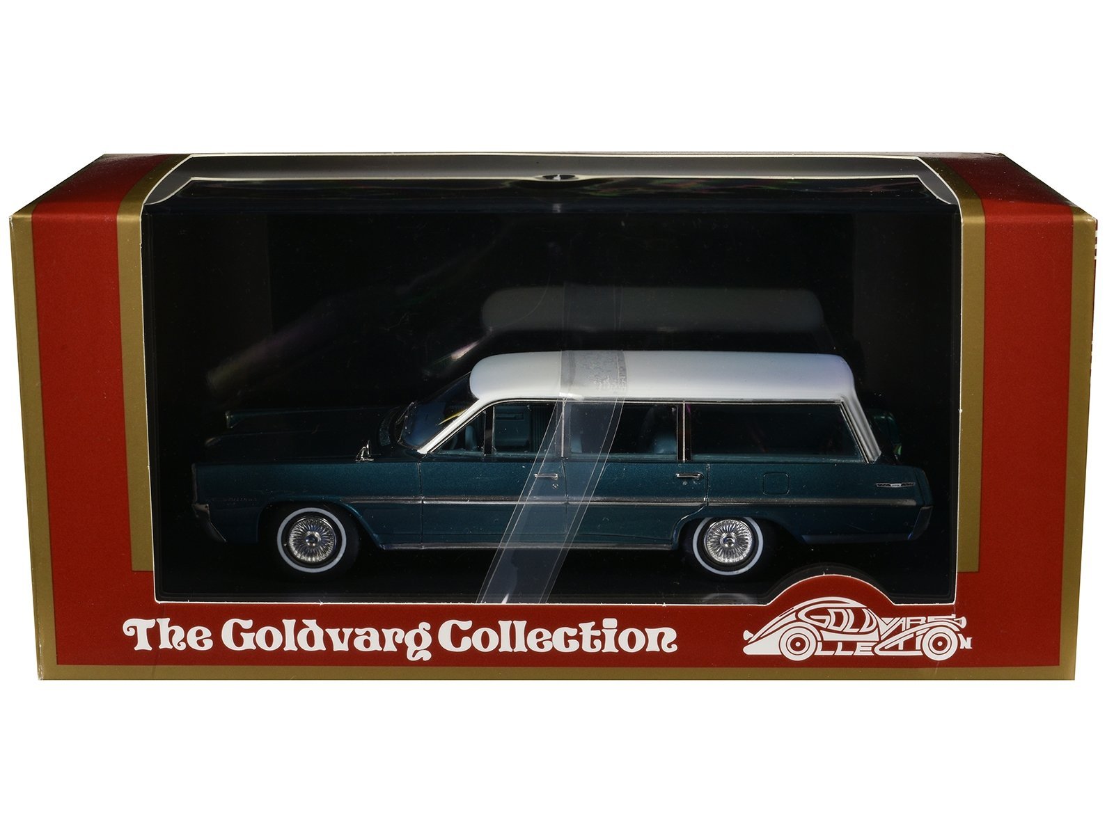 1964 Pontiac Safari Gulfstream Aqua Metallic with White Top and Blue Interior Limited Edition to 200 pieces Worldwide 1/43 Model Car Goldvarg Collection Diecast Model collector model product image