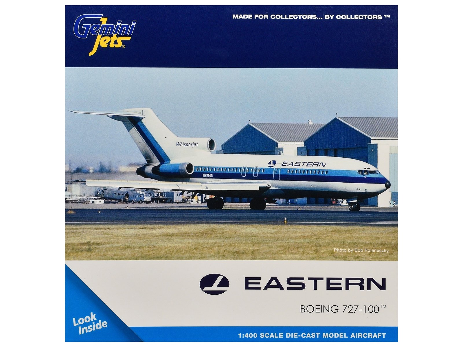 Boeing 727-100 Commercial Aircraft "Eastern Air Lines" (N8164G) White with Blue Stripes 1/400 Airplane GeminiJets Diecast Model collector model product image
