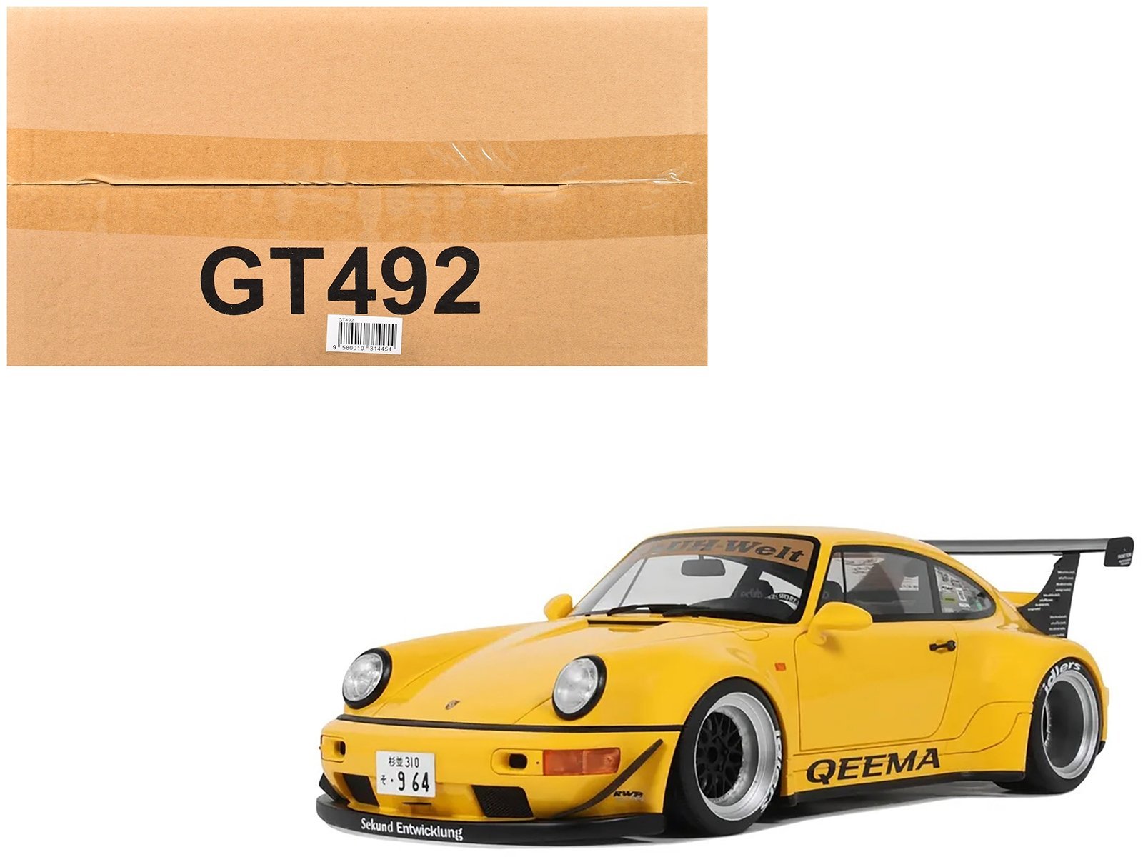 2024 Porsche 911 (964) RWB "Qeema" Yellow 1/18 Model Car GT Spirit Diecast Model collector model product image