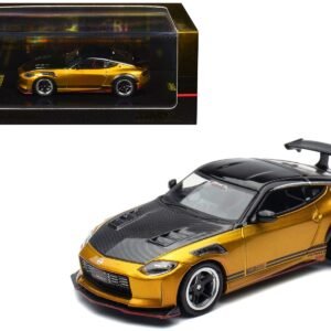 Nissan Fairlady Z Top Secret (RZ34) RHD (Right Hand Drive) Gold Metallic with Carbon Hood and Black Top 1/64 Car Inno Models Diecast Model collector model product image