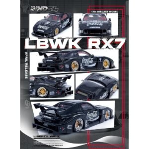 Mazda RX7 (FD3S) LB-Super-Silhouette RHD (Right Hand Drive) #20 "Coca-Cola Zero" Black 1/64 Car Inno Models Diecast Model collector model product image