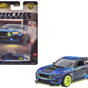 2024 Ford Mustang RTR Spec 5-FD Dark Blue with Graphics "Circuit Legends" Series Car Hot Wheels Diecast Model collector model product image