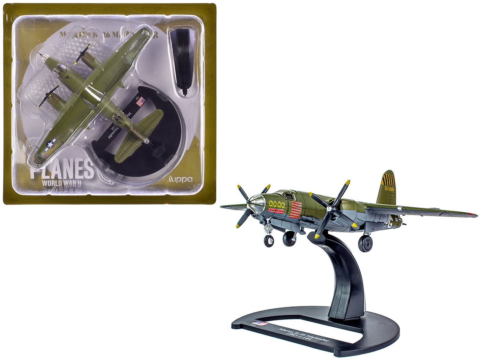 Martin B-26B Marauder Bomber Aircraft "QQQQ 556th Bomb Squadron 387th Bomb Group" United States Army Air Forces (1943) "Planes of World War II" Series 1/144 Airplane Luppa Diecast Model collector model product image