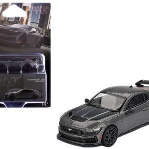 2024 Ford Mustang Dark Horse Carbonized Gray Metallic Limited Edition 1/64 Car Mini GT Diecast Model