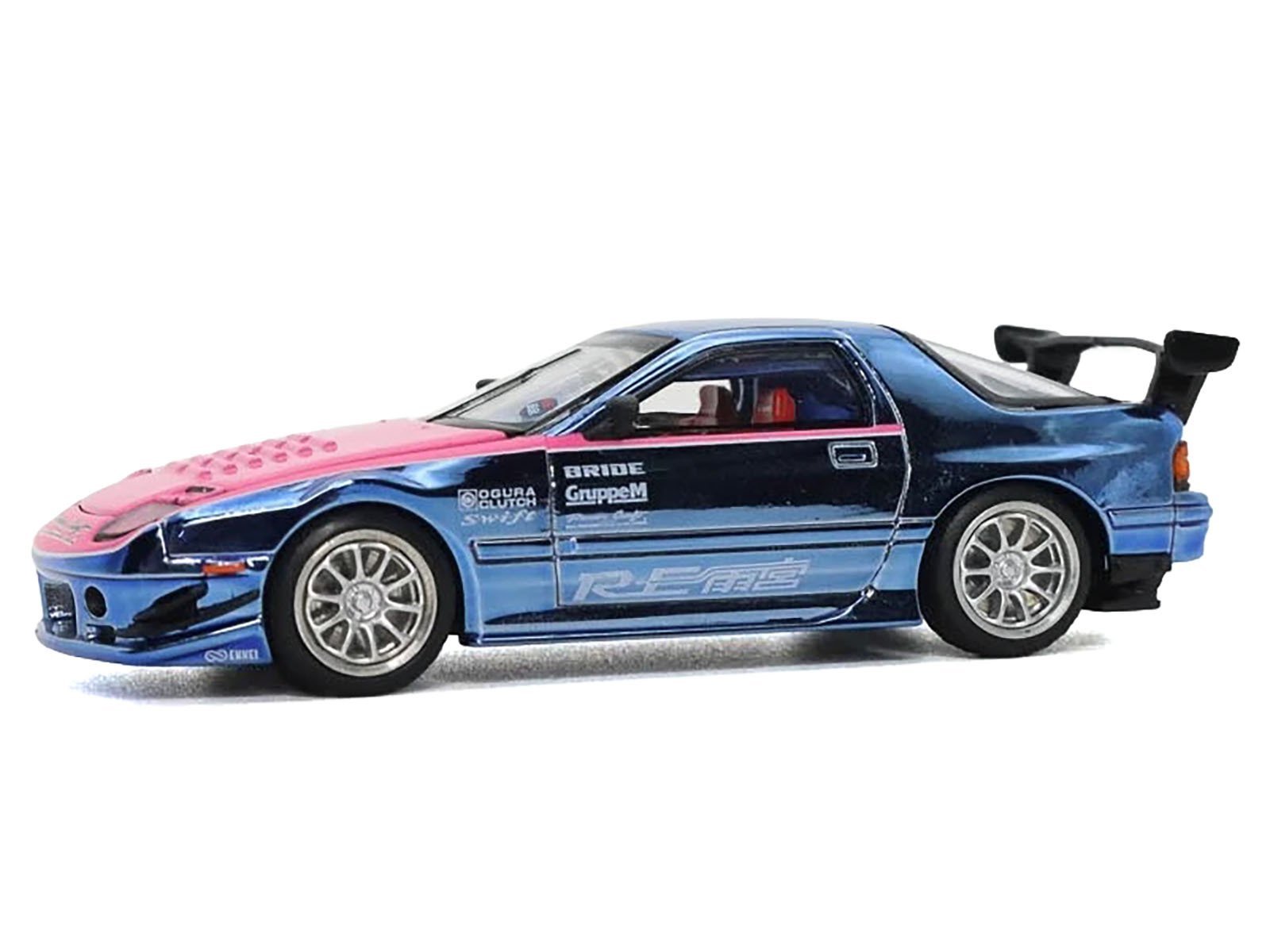 Mazda RX7 (FC3S) RE Amemiya RHD (Right Hand Drive) Blue Metallic with Pink Hood "Los Angeles Edition" 1/64 Car Pop Race Diecast Model collector model product image