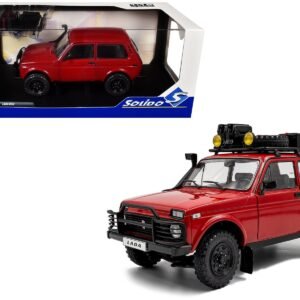 1980 Lada Niva Red with Roof Rack and Accessories 1/18 Diecast Model