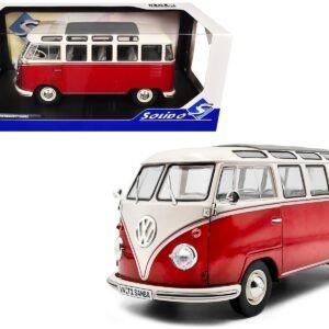 1962 Volkswagen T1 Samba Bus Red and White 1/18 Diecast Model Car by