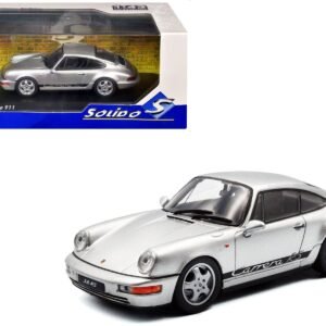1994 Porsche 911 (964) RS Silver Metallic with Black Stripes 1/43 Car Solido Diecast Model collector model product image
