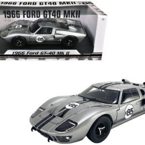 1966 Ford GT-40 MKII #F85 Silver Metallic with Black Stripes 1/18 Di