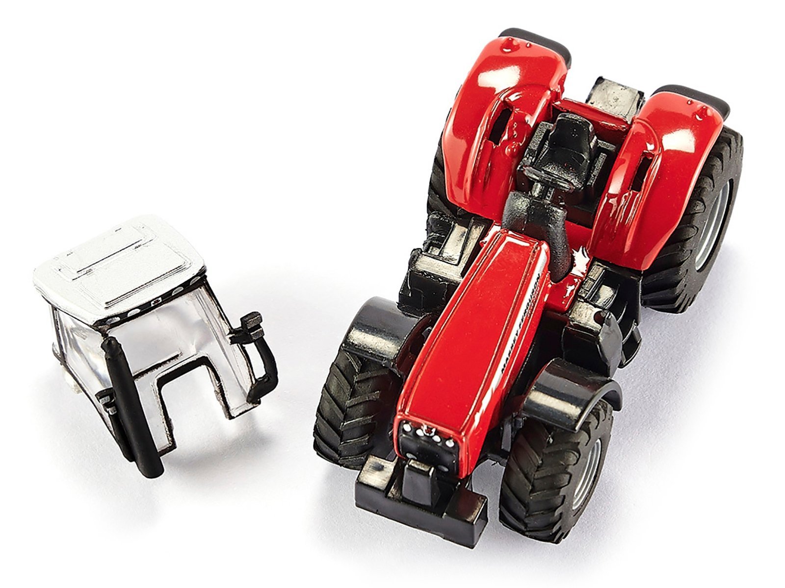 Massey Ferguson 8480 Dyna VT Tractor Red with Silver Top and Krampe Dump Trailer Red 1/87 (HO) Diecast Models Siku collector model product image