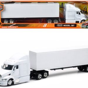 Peterbilt 387 Truck with Dry Goods Trailer White "Long Haul Trucker"