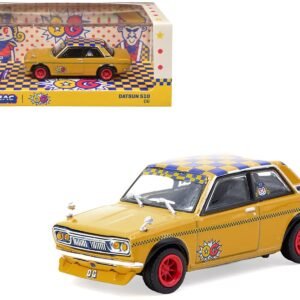 Datsun 510 "OG Beer" Yellow with Checkered Top "Hobby64" Series 1/64 Car Tarmac Works Diecast Model collector model product image