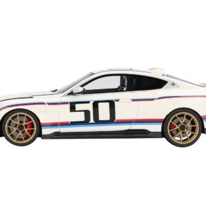 BMW M4 3.0 CSL #50 White with Blue and Red Stripes 1/18 Model Car Top Speed Diecast Model collector model product image
