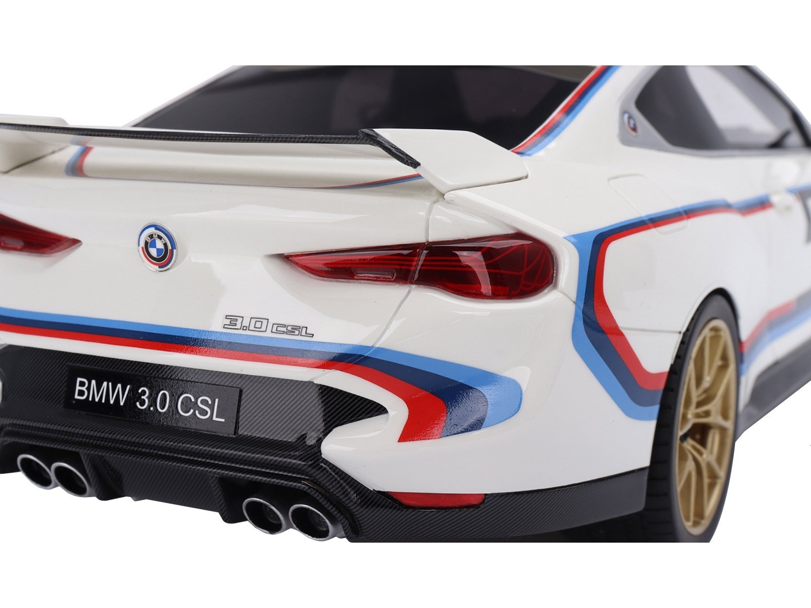 BMW M4 3.0 CSL #50 White with Blue and Red Stripes 1/18 Model Car Top Speed Diecast Model collector model product image