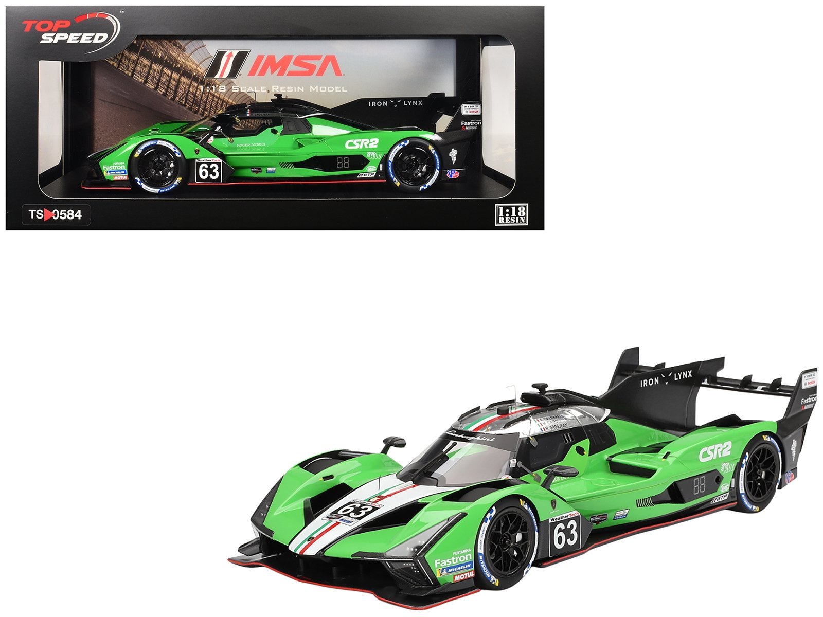 Lamborghini SC63 #63 Matteo Cairoli - Andrea Caldarelli - Romain Grosjean "Iron Lynx" IMSA "12 Hours of Sebring" (2024) 1/18 Model Car Top Speed Diecast Model collector model product image