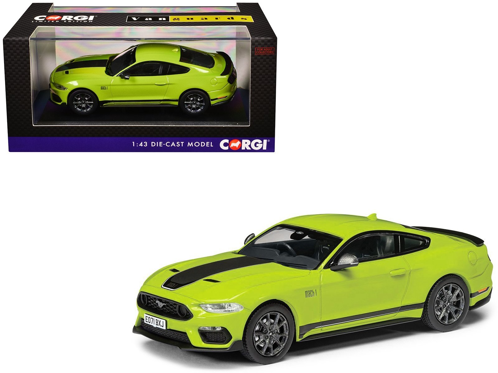 Ford Mustang Mk6 Mach 1 RHD (Right Hand Drive) Grabber Yellow with Black Stripes "Vanguards" Series 1/43 Car Corgi Diecast Model collector model product image