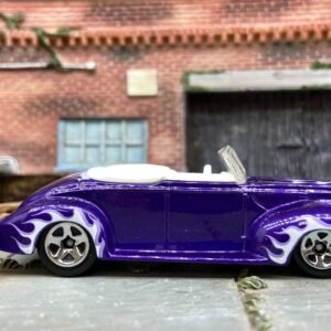 Hot Wheels 1940 Ford Convertible Dressed in Purple and White with Flames