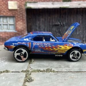 Loose Hot Wheels - 1967 Chevy Camaro - Blue with Flames - Opening Hood