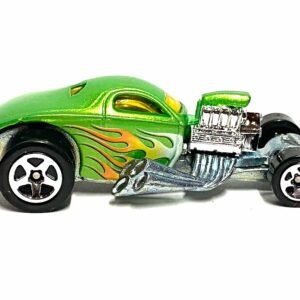 Loose Hot Wheels - 1/4 Mile Coupe Drag Car - Green with Flames