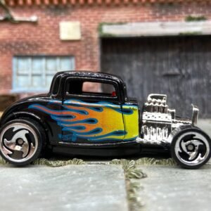 Loose Hot Wheels - 1932 Ford Model A 3 Window - Black with Flames