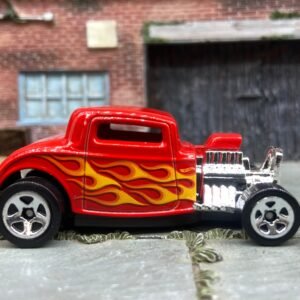 Loose Hot Wheels 1932 Ford Model A 3 Window Dressed in Red with Flames