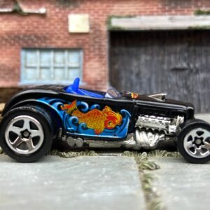 Loose Hot Wheels 1932 Ford Model A "Deuce Roadster" Dressed in Black and Blue Goldfish Livery
