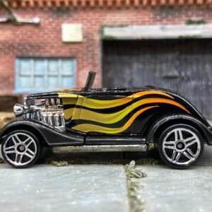 Loose Hot Wheels 1933 Ford Roadster Convertible Dressed in Black with Tribal Flames