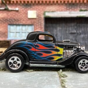 Loose Hot Wheels - 1934 Ford 3 Window - Black with Flames