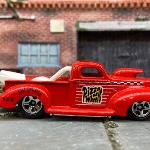 Loose Hot Wheels 1940 Ford Drag Truck Dressed in Red Pizza On Wheels Livery